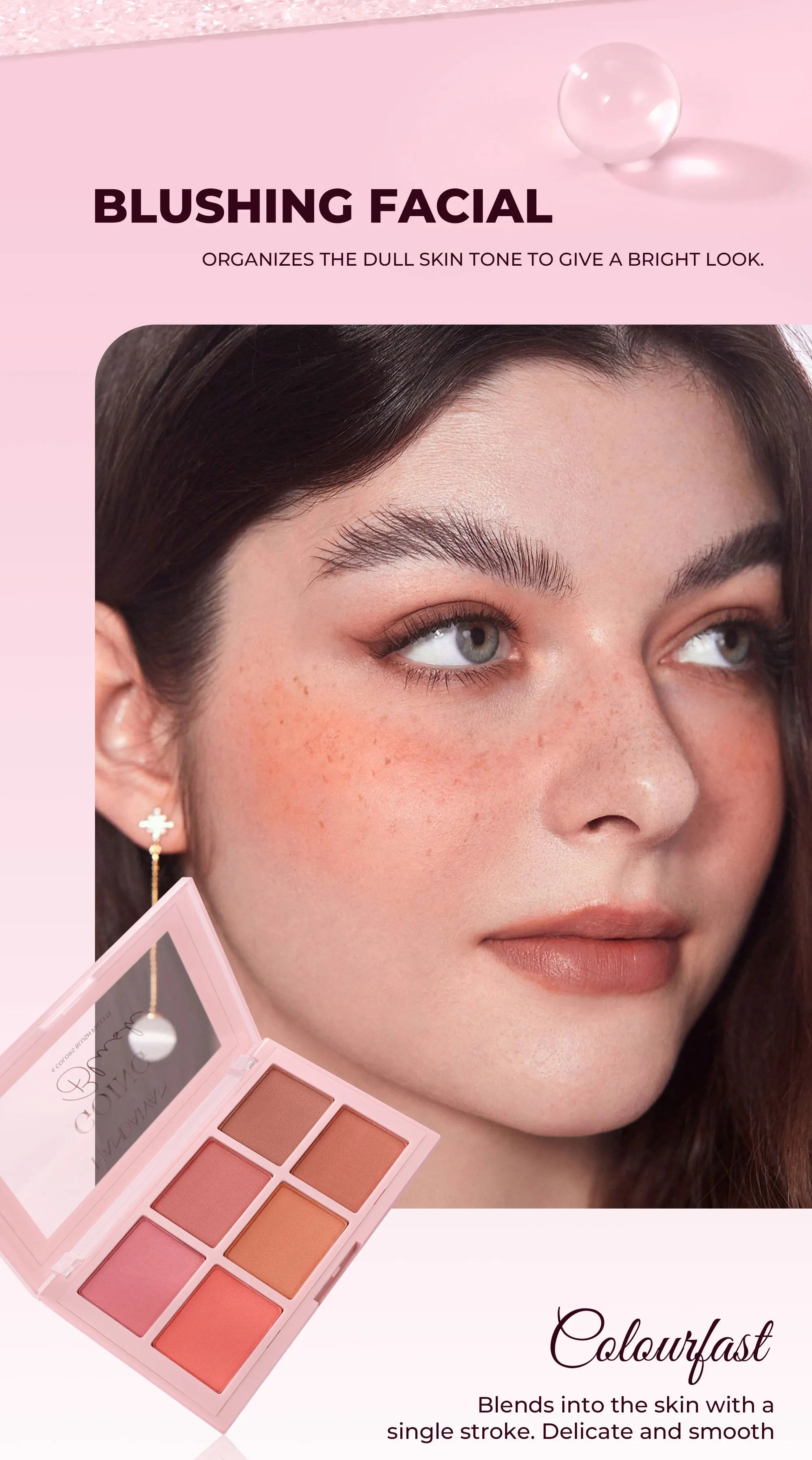 Matte Blush Palette Highly Pigmented Long Lasting Face Makeup Natural Finish Brighten Skin Contour Highlight Powder