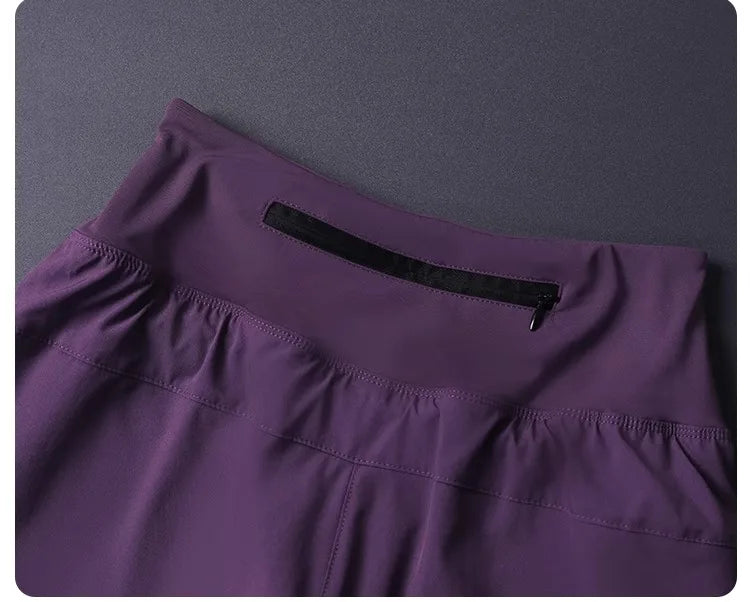 Women's 2 in 1 Shorts with Pockets - Lightweight Breathable Loose Anti-Disclosure Split Side for Yoga Running Gym