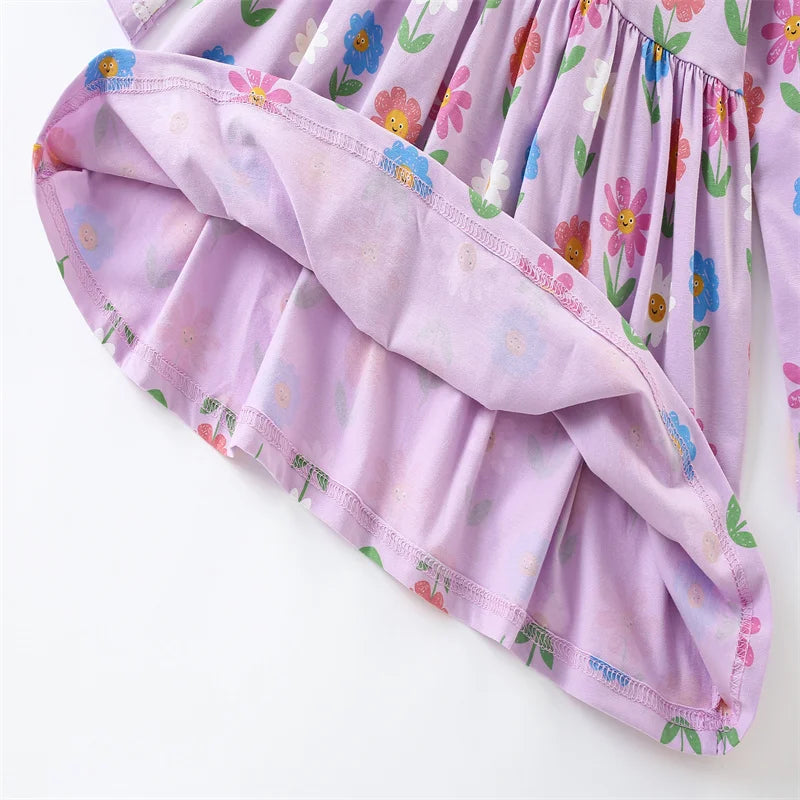 Floral Button Princess Girls Dress