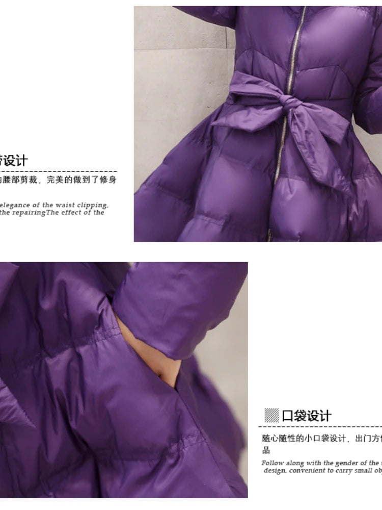 2023 New Fashion Winter Coats Women Warm Outerwea Cotton Padded Jackets Womens Clothing Belt Zipper Parkas Femme A-word Jacket