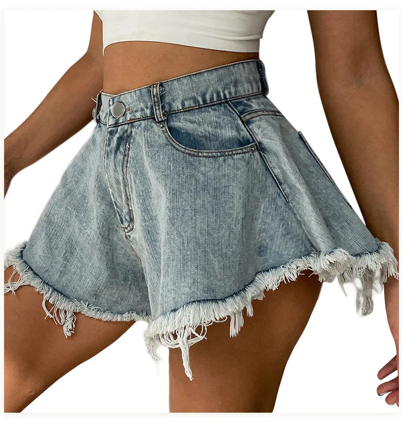 Women Denim Shorts Jeans Summer Beach Clothing Feminino Wide Leg Loose Short Femme Pantalones Cortos Ropa Mujer Fashion Clothes