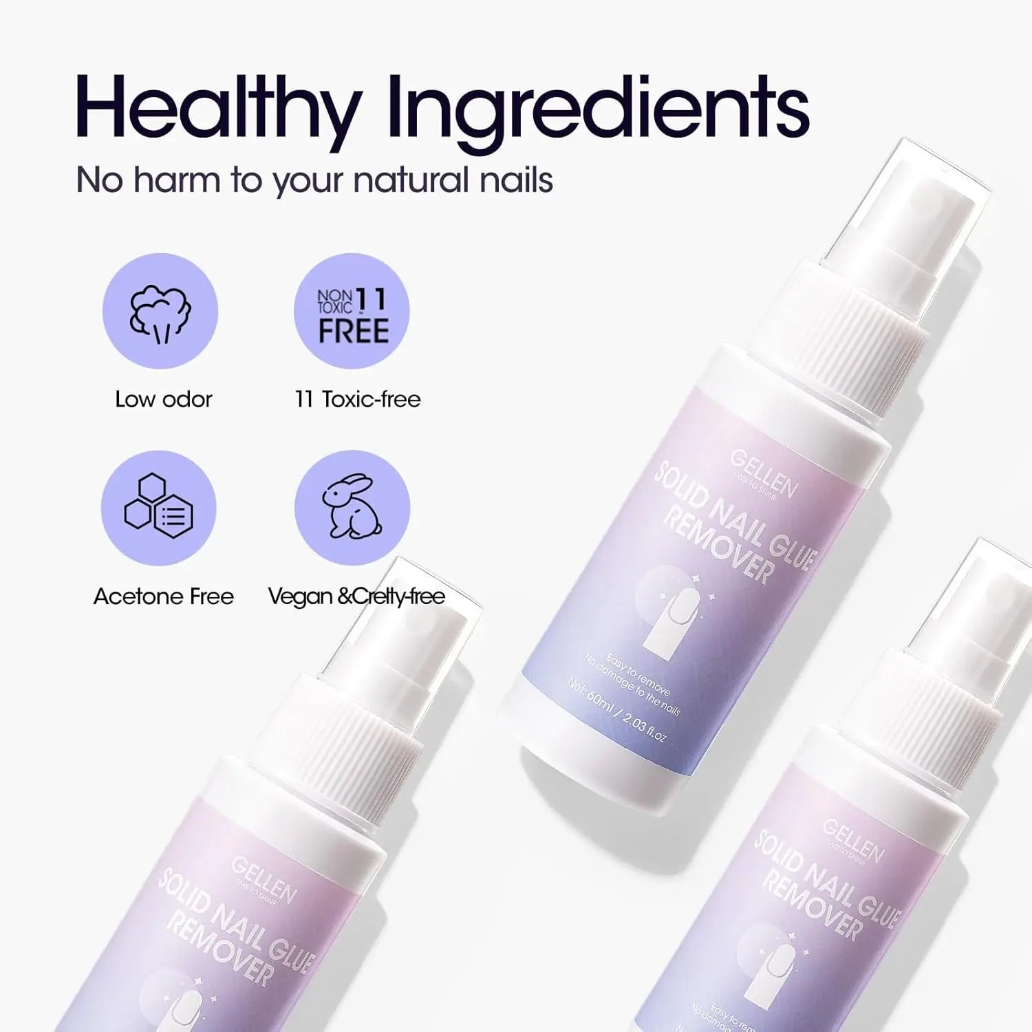 Nail Glue Remover 40ML for Press on Nails False Tips Non Acetone Gentle Nail Care Remover Supplies Solution Manicure Supply