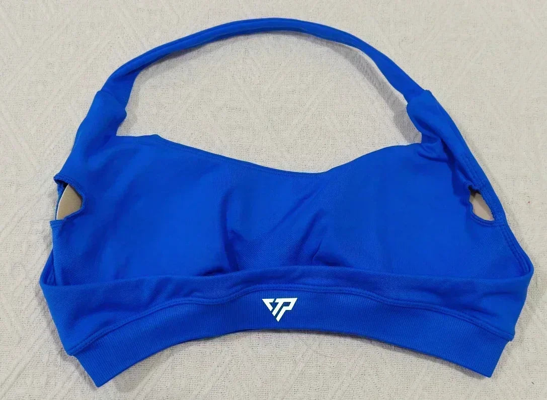 KEEP THAT PUMP Strappy Sports Bra With Logo High Support Womens Yoga Seamless Workout Top Elasticity Fitness Running Gym Bras