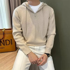 Hooded New Internet Celebrity Men's Sweater Versatile Popular Autumn Winter Solid Color Zipper Bottoming Trendy Hoodies Casual