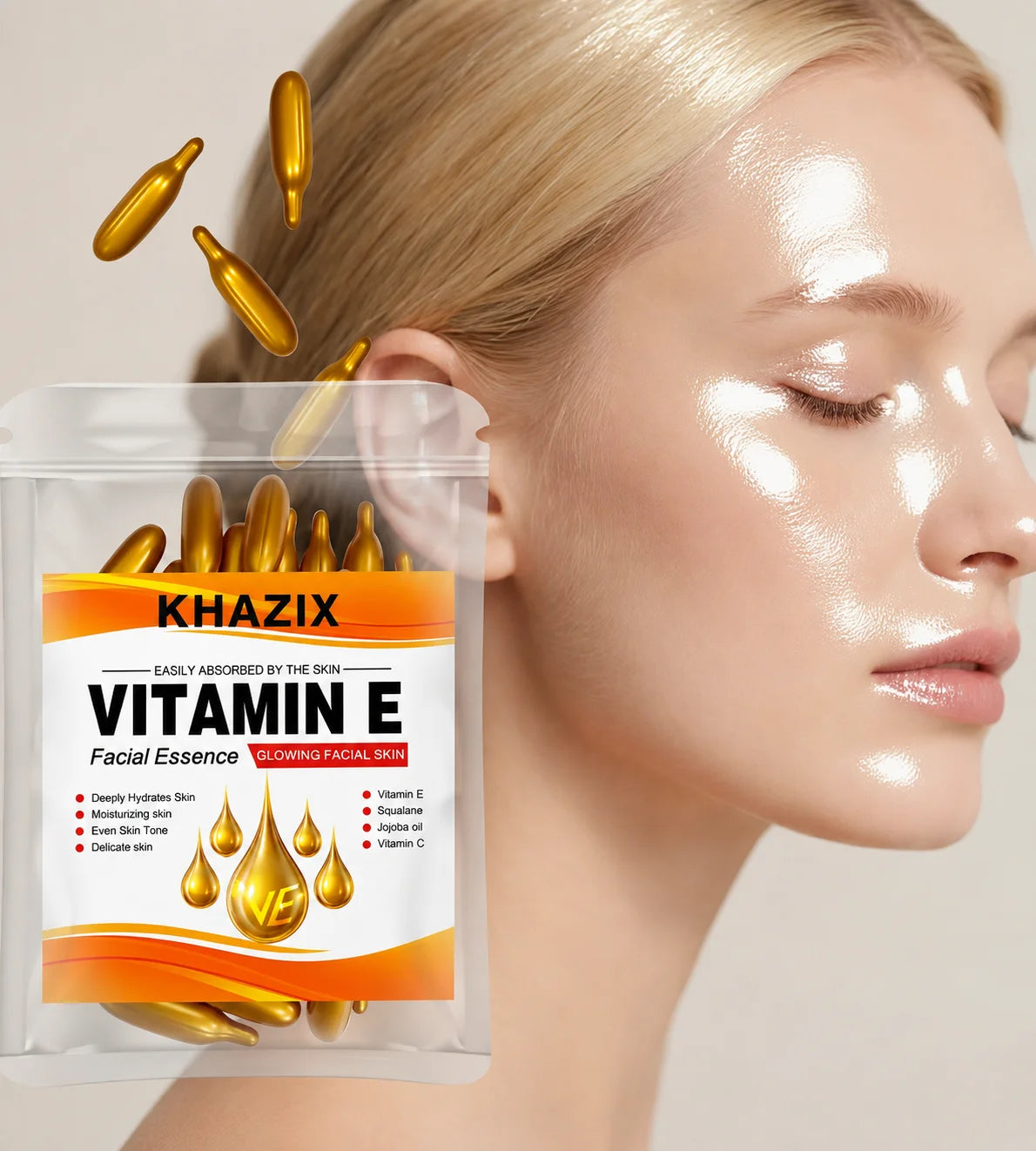 Deep Hydrating Face Serum with Vitamin C Vitamin E Squalane and Jojoba Oil Moisturizing for Smooth Soft Even Looking Skin.