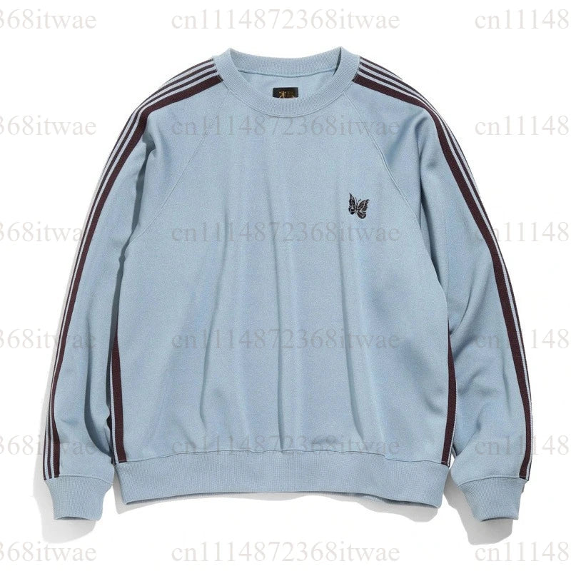 Unisex Embroidery Track Suit Striped Tape Zip‑Up Jacket Pants Set Casual Sportswear Outfit Long Sleeve Athletic Tracksuit Set