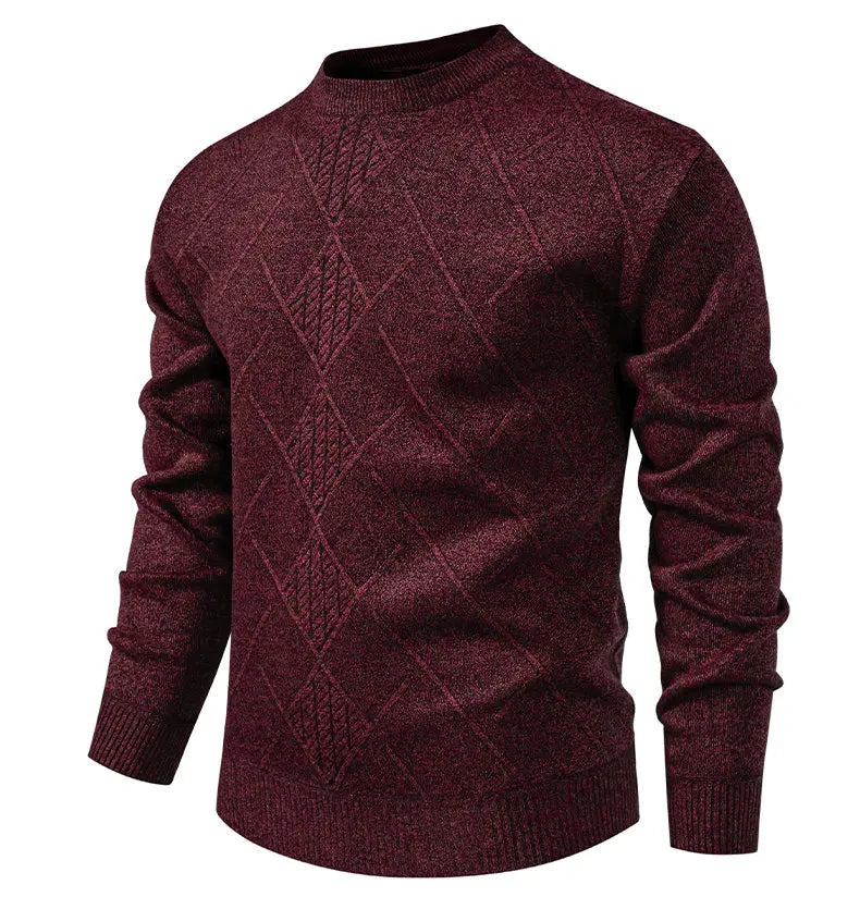 New Sweater Men Casual Knitted Pullover Solid Color Warm Regular Fit Round Neck Sweater Pullovers Mens Sweatwear