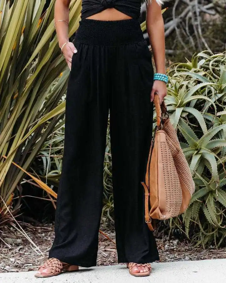 Drawstring Beach Wide Leg Pants