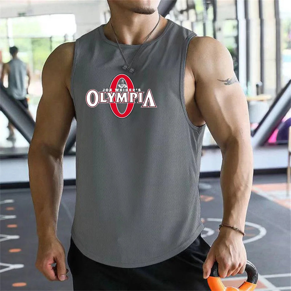 2026  Bodybuilding Sports Tank Tops Men Gyms Fitness Workout Sleeveless Shirt Male Summer Loose Undershirt Running men Vest