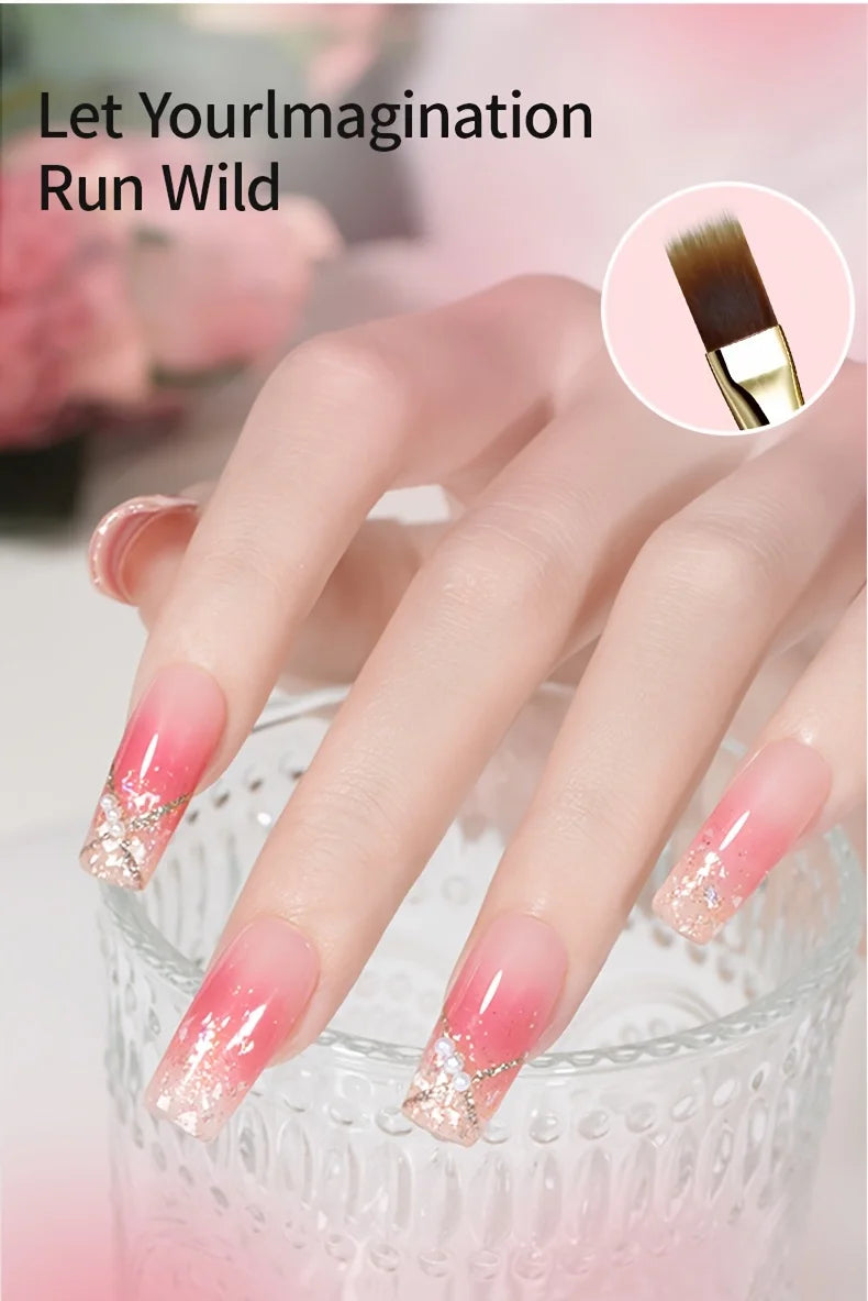 2pcs Wide Soft Bristle Nail Brush Gradient Design Acrylic Handle Gel Polish Applicator Nail Tools
