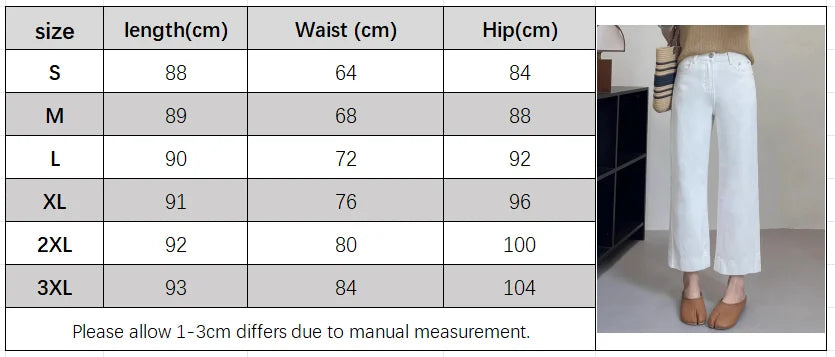 Women High Waist Wide Leg Pants Casual Loose Trousers Summer Solid Color Straight Fit Pocketed Ankle-Length Jeans
