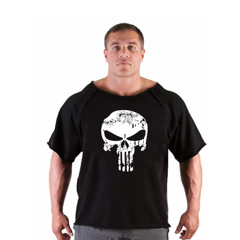 Men's T Shirts Fitness Men Bodybuilding  Shirt Batwing Sleeve Rag shirt Gym Fitness Muscle Running T shirt