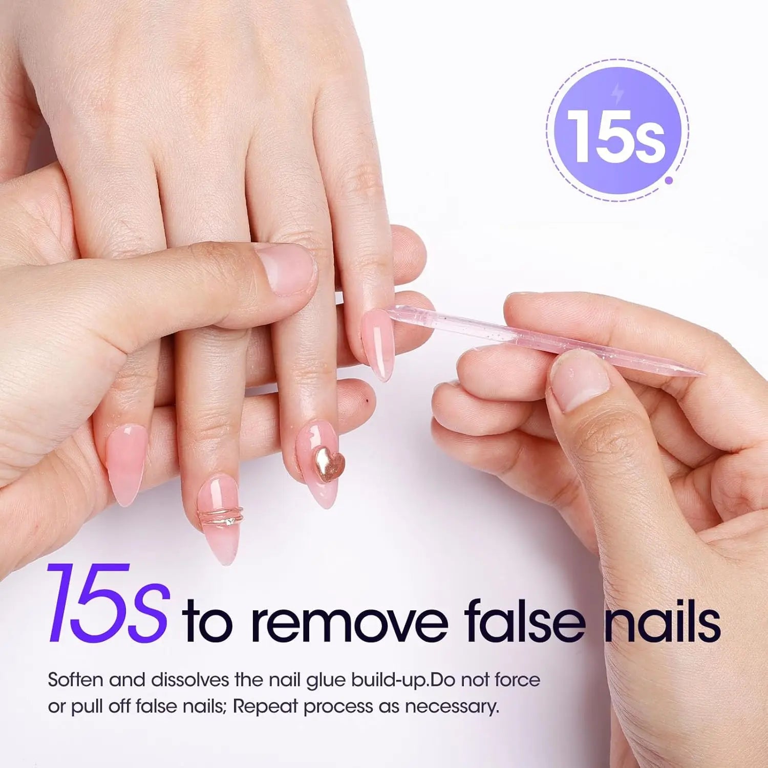 Nail Glue Remover 40ML for Press on Nails False Tips Non Acetone Gentle Nail Care Remover Supplies Solution Manicure Supply