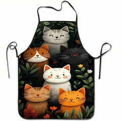 Vibrant Cartoon Cat Kitchen Apron