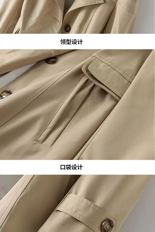 Slim Double Breasted Long Trench