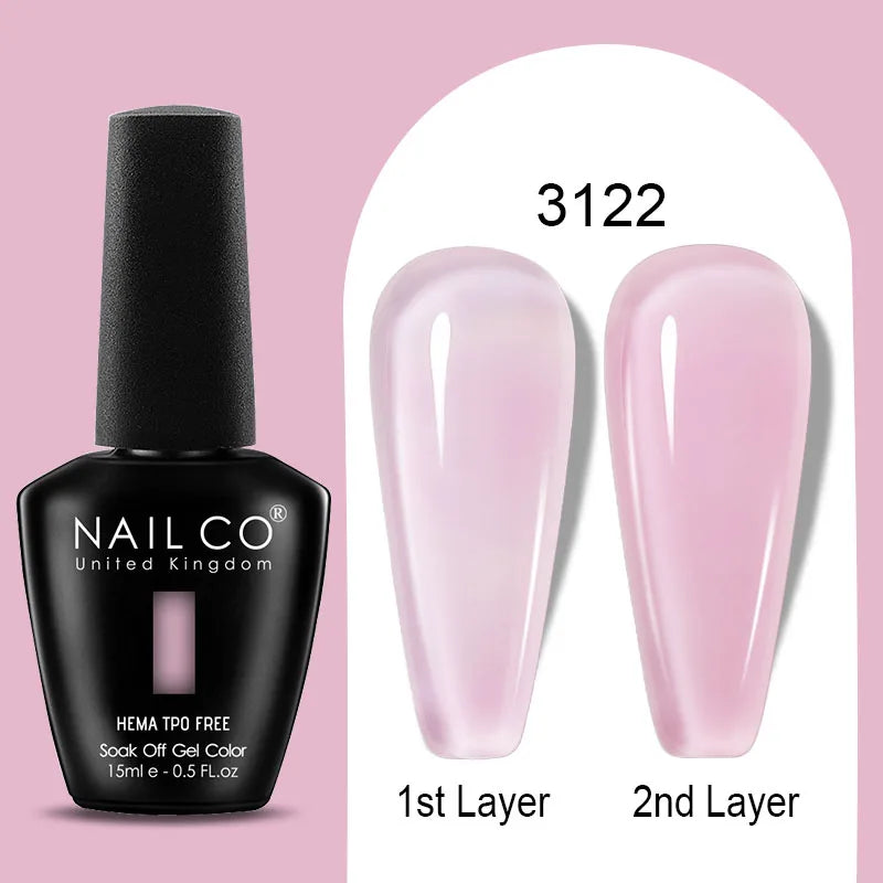 NAILCO 15ml Colorful Jelly Gel Nail Polish Gorgeous Color HEMA TPO FREE Soak Off UV LED Semi Permanent Long Wear Gel Varnish