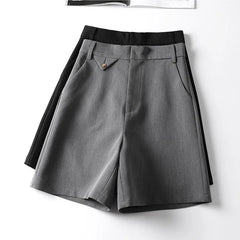 Suit Shorts Women's Summer New High-waist Slim Mid-pants A-line Wide-leg Pants