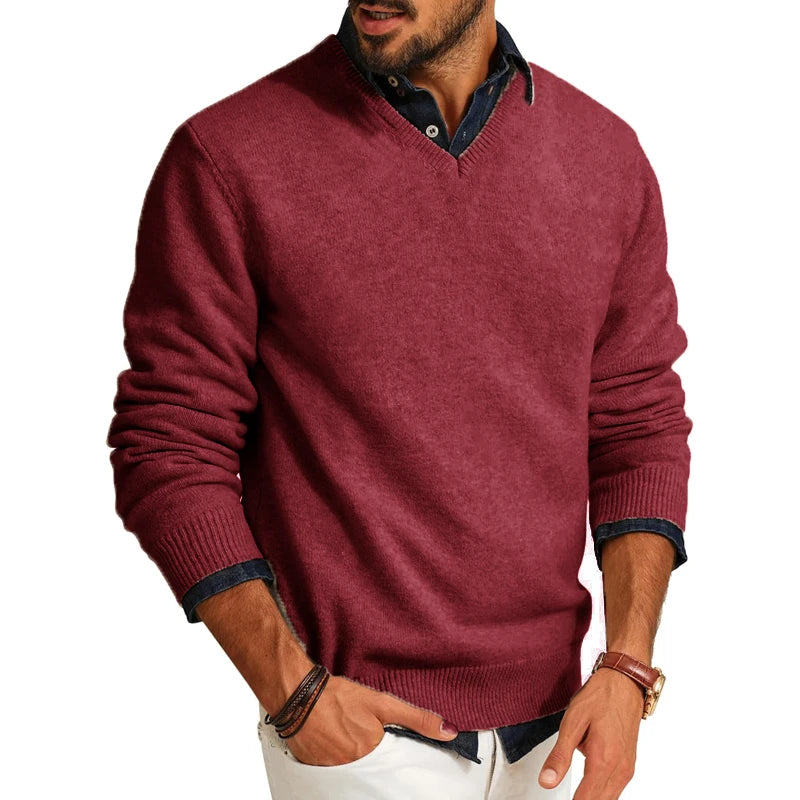 Men’s V-Neck Smart Casual Knit Pullover