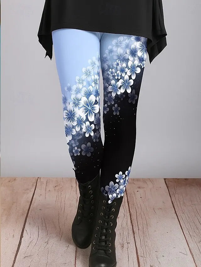 Women's Leggings Ethnic Style Graphic Floral Pants Trousers Polyester Spandex Stretch Elastic Waist,Control Fall Y2K Streetwears