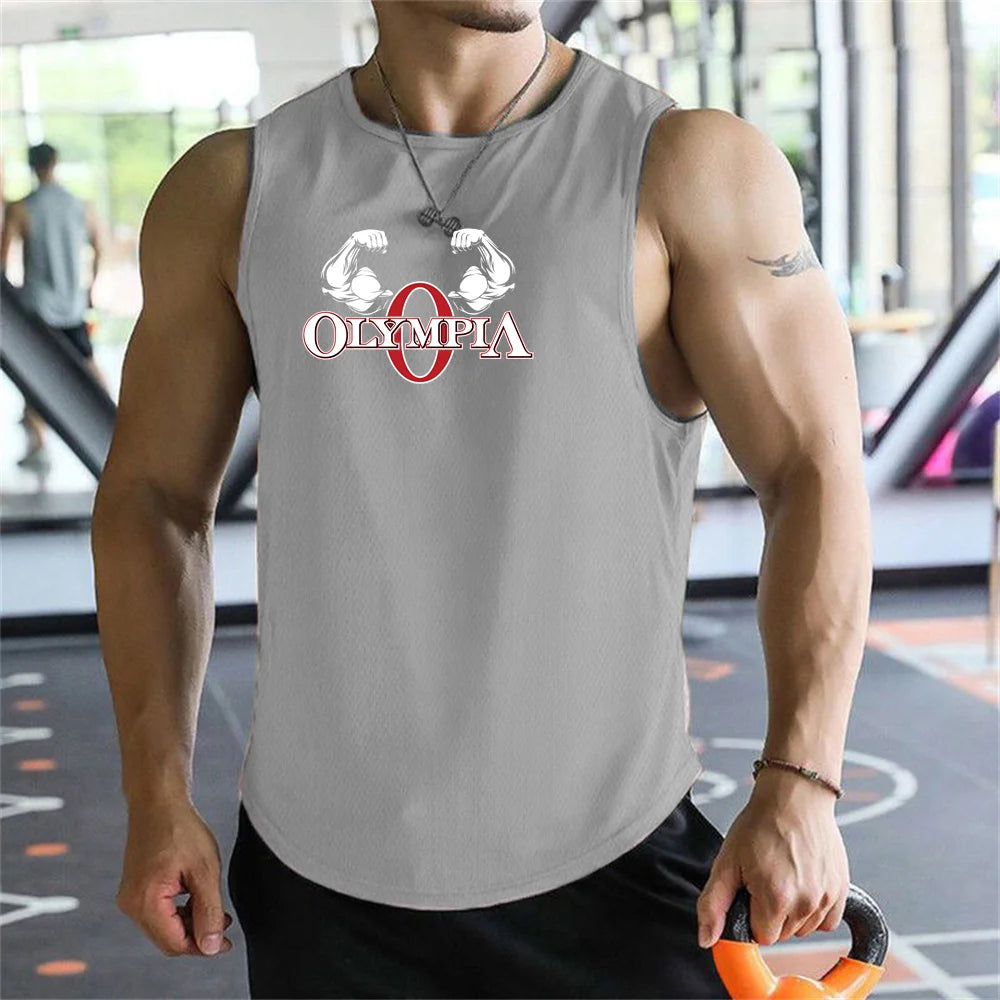 2026  Bodybuilding Sports Tank Tops Men Gyms Fitness Workout Sleeveless Shirt Male Summer Loose Undershirt Running men Vest