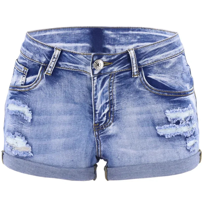 Split Cuff Denim Beach Shorts