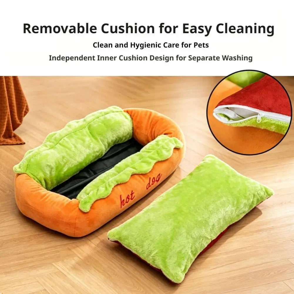 2026 New Hot Dog Pet Bed For Dachshund Cats Puppies Small Pets Plush Removable Washable Pet Beds Soft Corduroy Non-Slip Bottom