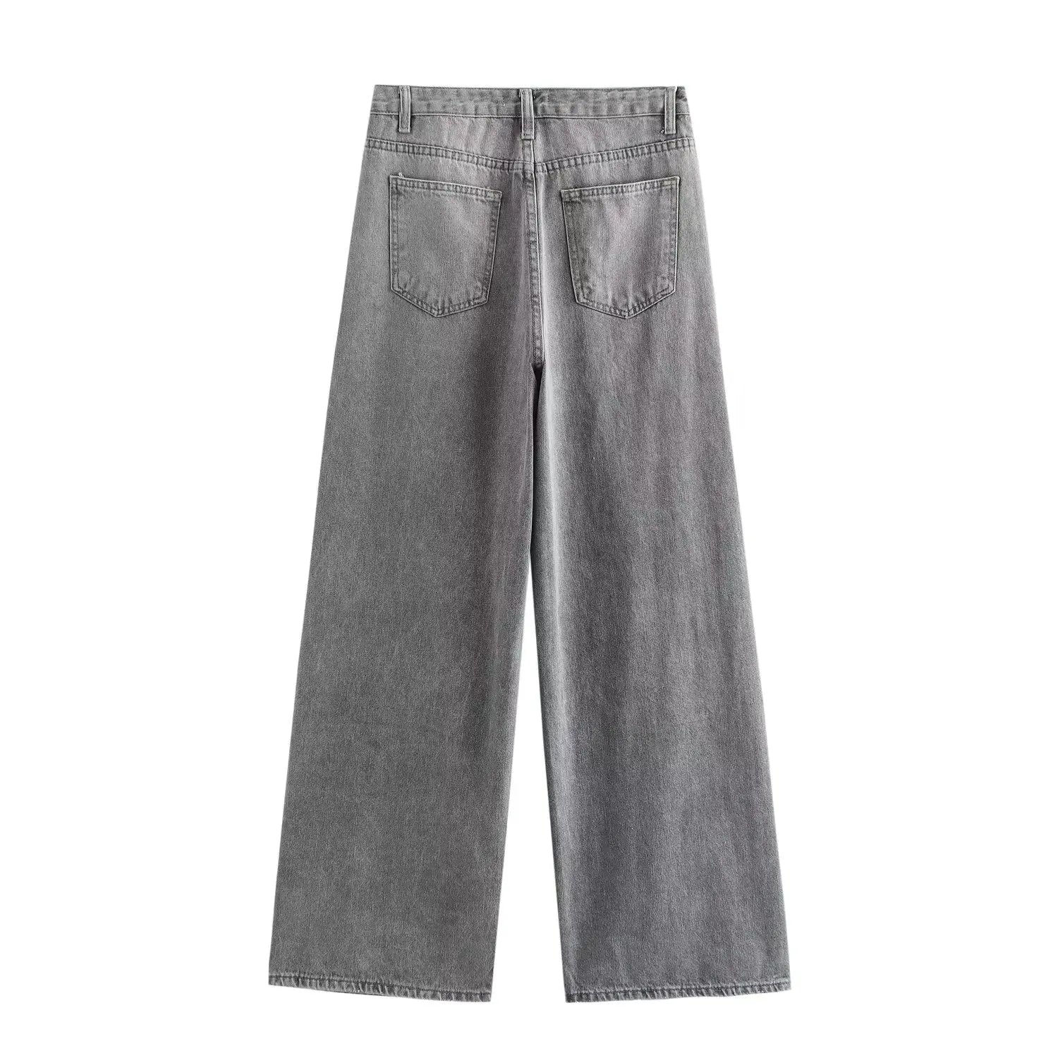 Slanted Placket Retro Wide Jeans