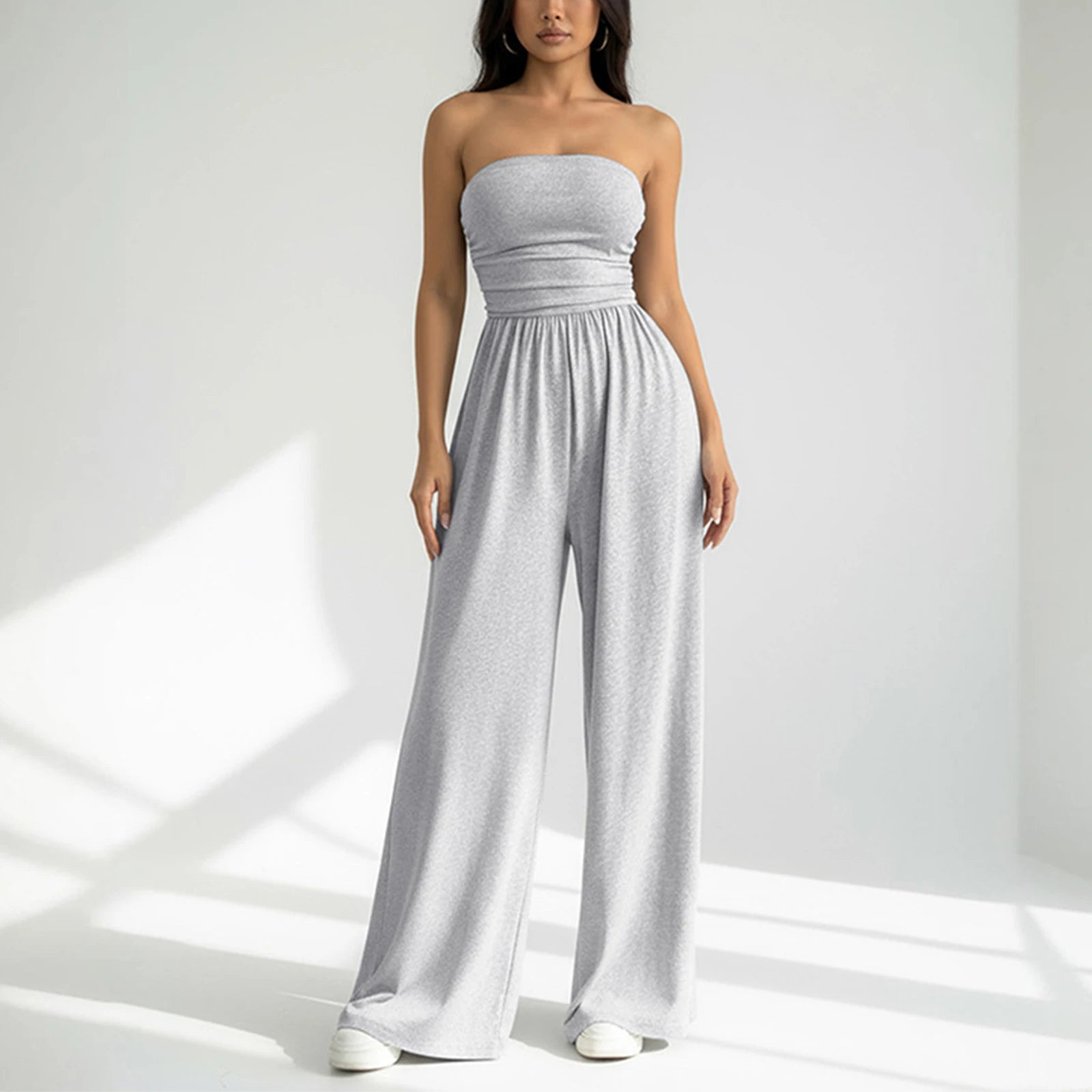 Strapless Wide Leg Casual Jumpsuit
