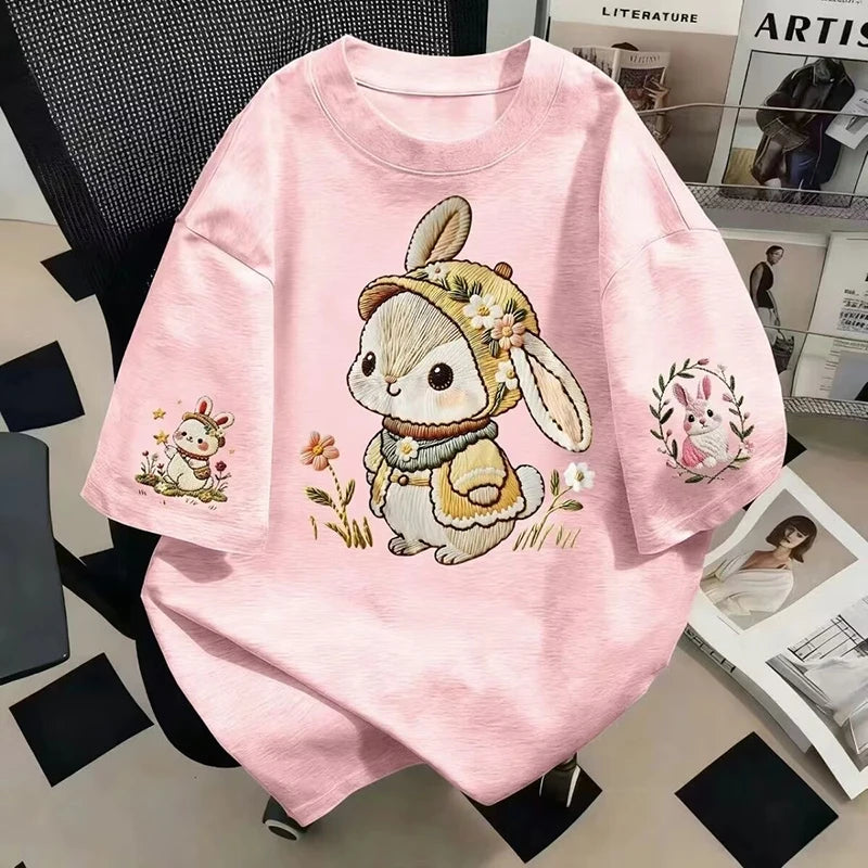 Women T-Shirts Loose Streetwear Unisex Fun Dog Printing Short Sleeve Cotton Girl Tees Female Top Summer 2026