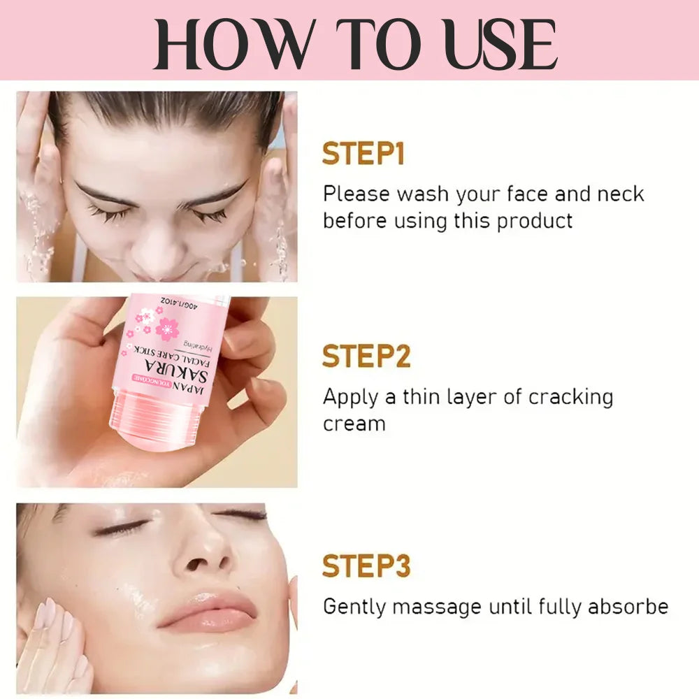 Sakura Facial Care Stick Hydrating Facial Care Moisturizing Cream Deep Hydration Suitable for Dry Aging Face Cream Skin Repair