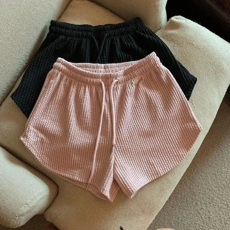 High Waist Drawstring Sweat Shorts
