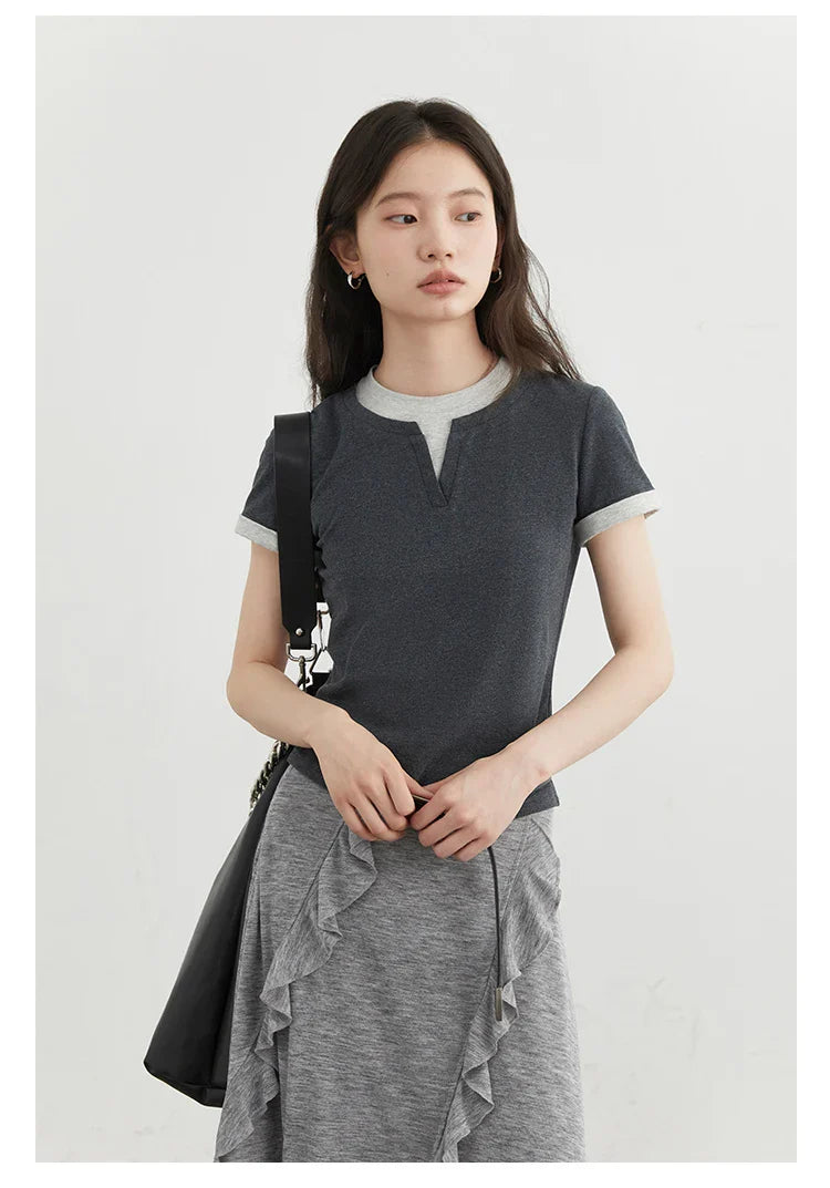 Color Contrast Patchwork Sport Tee