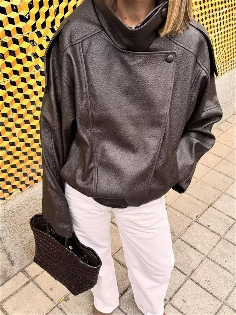 Black Faux Leather Moto Jacket