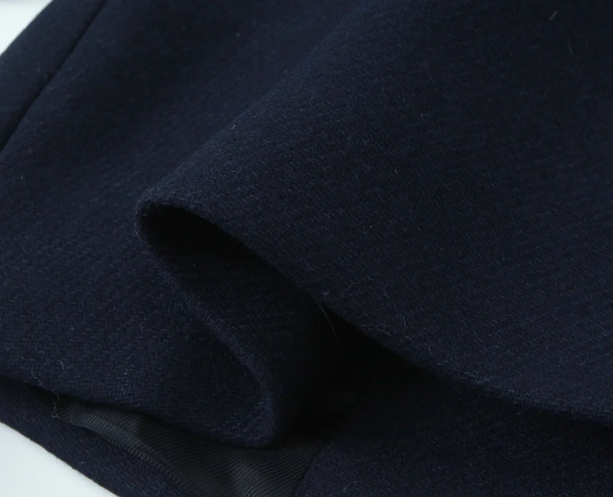 Retro Black Wool Long Coat