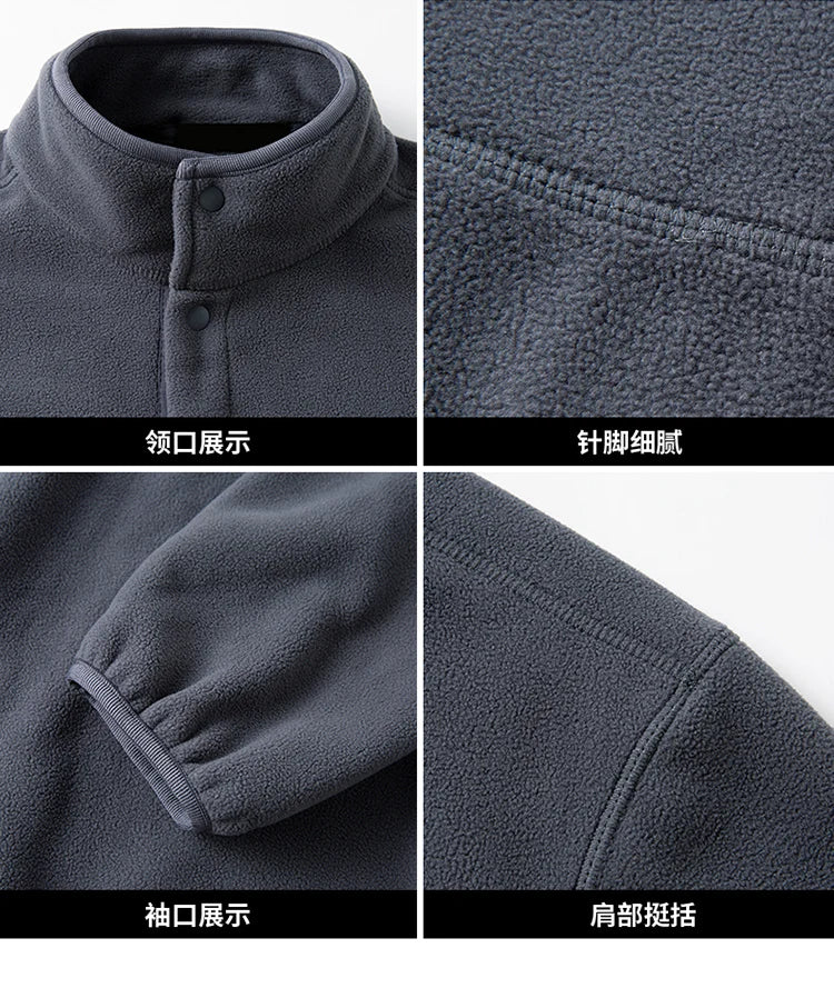 2025 Men Sweatshirt Turtleneck Half Button Pullover Male Polar Fleece Casual Basic Elegant Work Wear Winter Autumn Warm Jacket