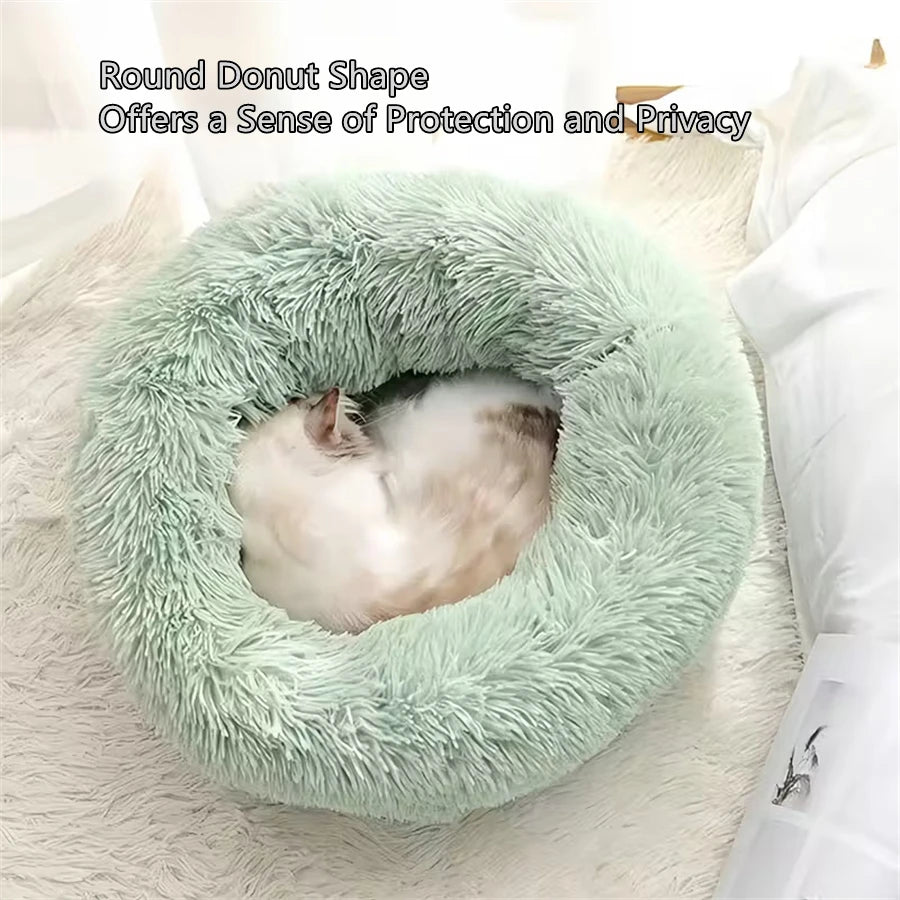 Faux Fur Donut Calming Cat Bed