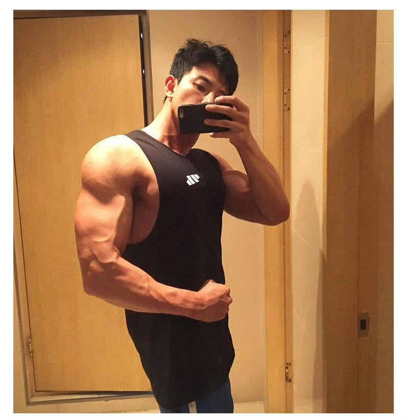 Mens Workout Tank Tops Mash Fabric Quick Dry Muscle Sleeveless Shirts Cut Off Slim Fit  Bodybuilding Gym Tees Singlet
