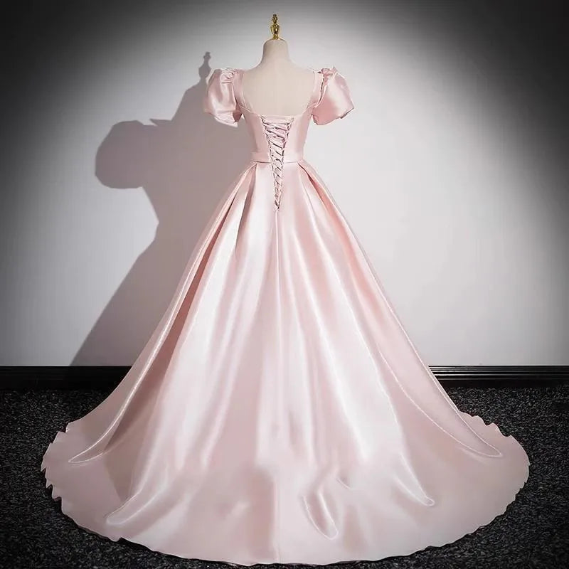 Elegant Party Evening Dress for Women 2026 New Pink French Satin Fashion Chorus Adult Ceremony Fashion Show Banquet Dress