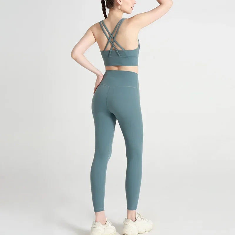 Women's Yoga Set Workout Set 2 Piece High Waist Yoga Leggings Sports Bra Gym Suit Activewear Sports Fitness Set Sports Suit