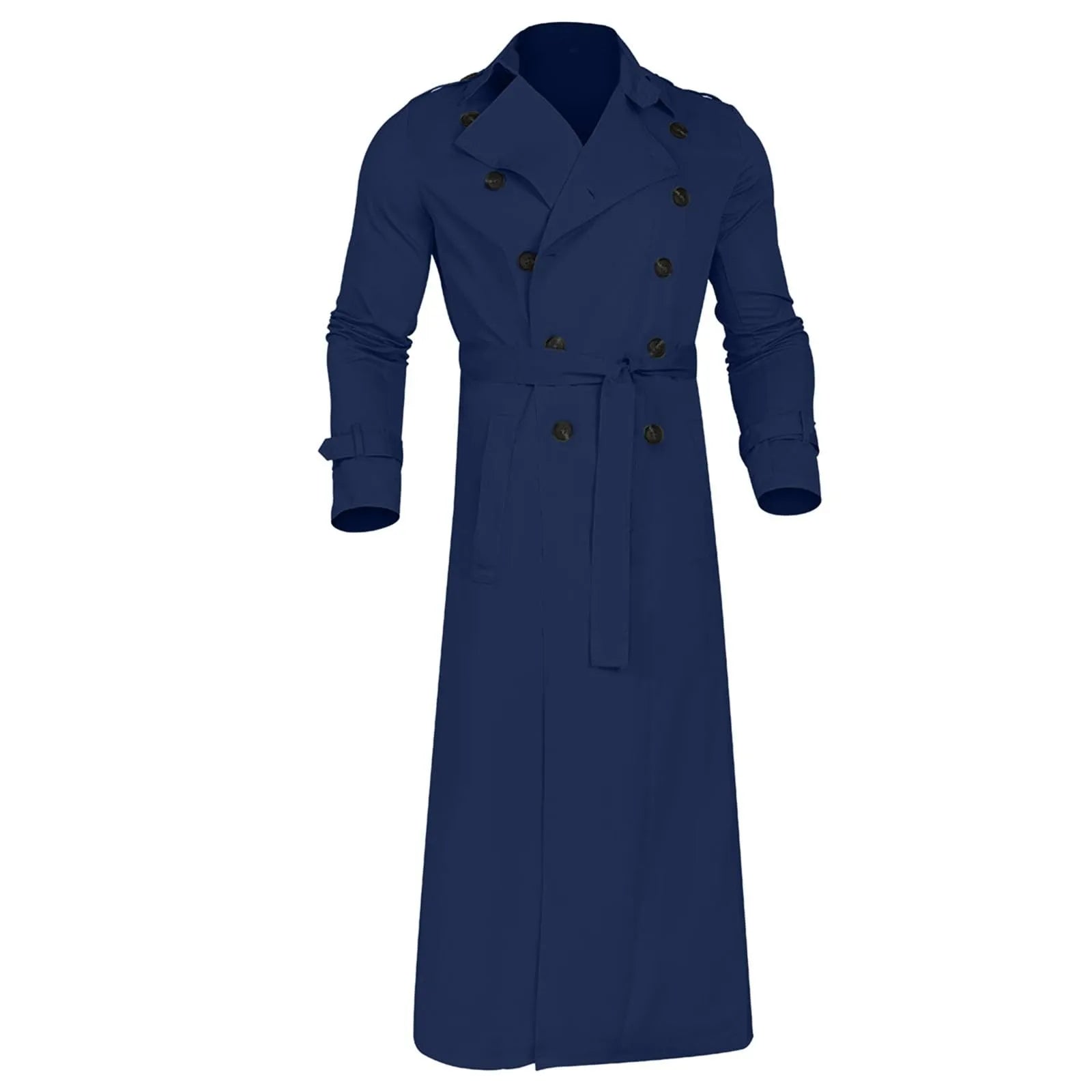 Men’s Luxury Full-Length Trench Coat – England Style Business Overcoat