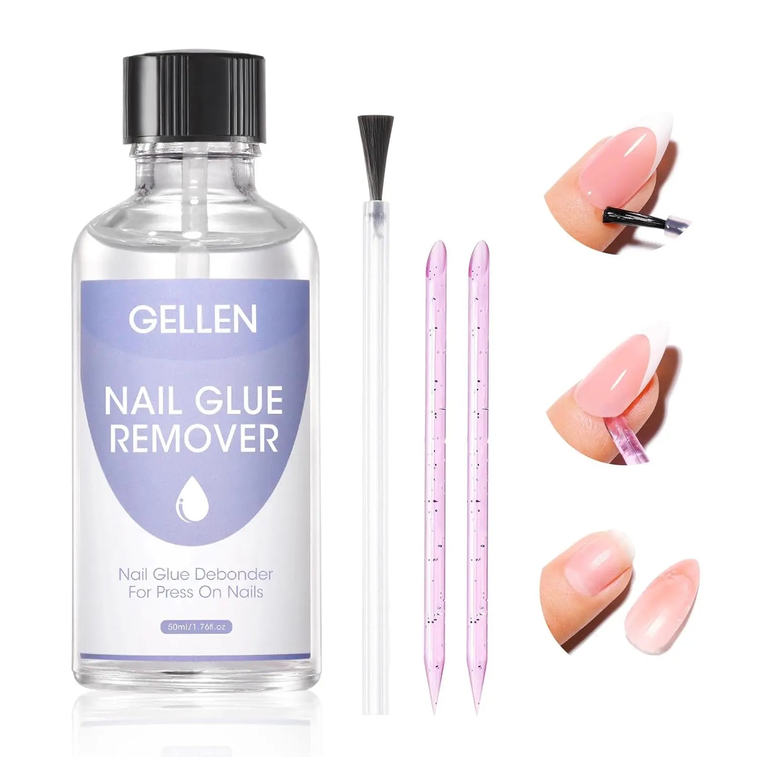 Nail Glue Remover 40ML for Press on Nails False Tips Non Acetone Gentle Nail Care Remover Supplies Solution Manicure Supply