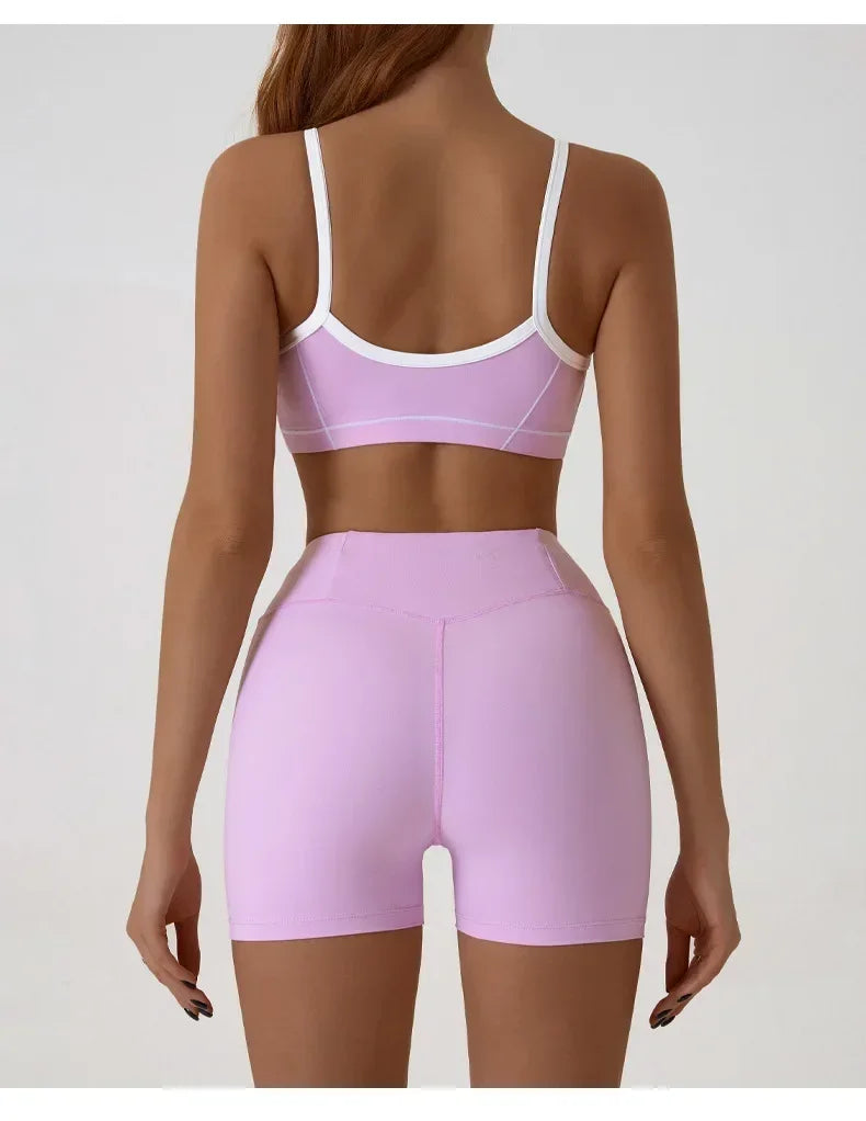 Woman Yoga Sport Outfit for Fitness Two Pieces Short Pant Sets Suits Tracksuit Sportswear Woman Gym Yoga Workout Clothes