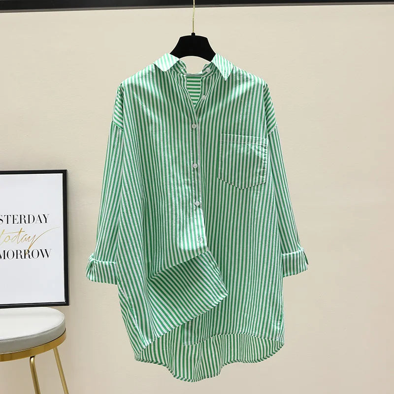 Striped Loose Office Shirt Women
