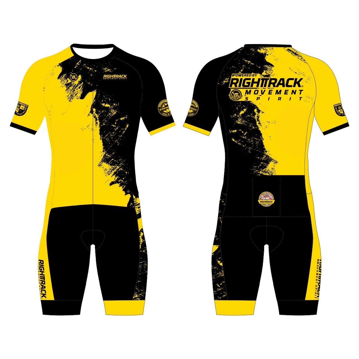 RIGHTTRACK Trisuit Men's Summer Triathlon Race Short Sleeve Skinsuit Clothing Swimming Cycling Running Custom Apparel