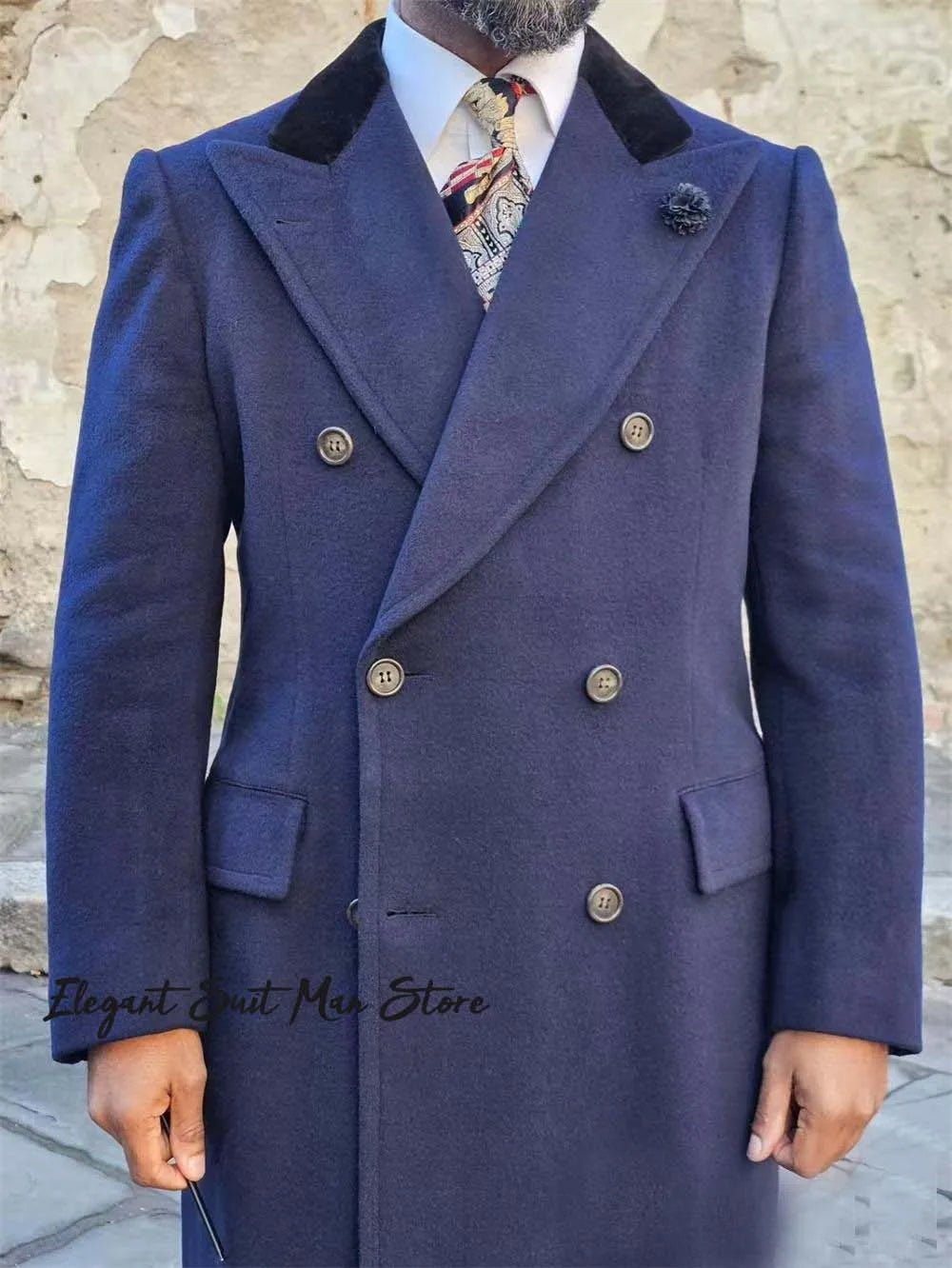 Double Breasted Peak Lapel Overcoat
