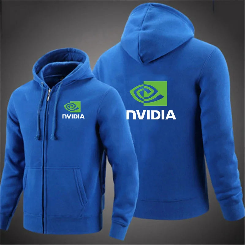 Autumn Men Nvidia Sweatshirts Long Sleeve Jacket Hoodie Zipper Closure Jacket Male Hoodies Sweatshirt Slim Fit Male Clothing