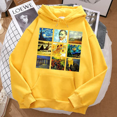 Art Print Slim Fleece Hoodie