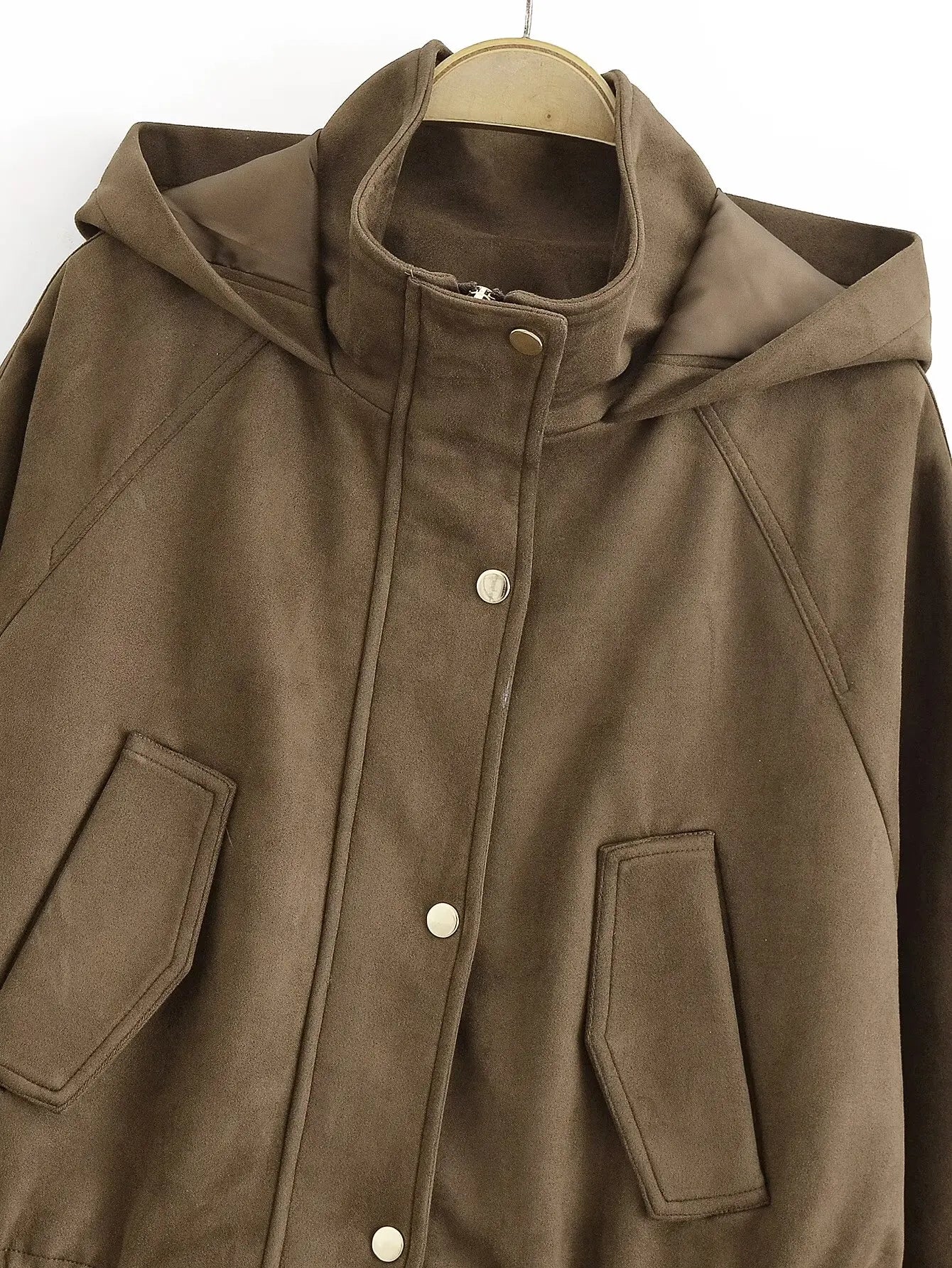 Elegant Hooded Double Breasted Jacket
