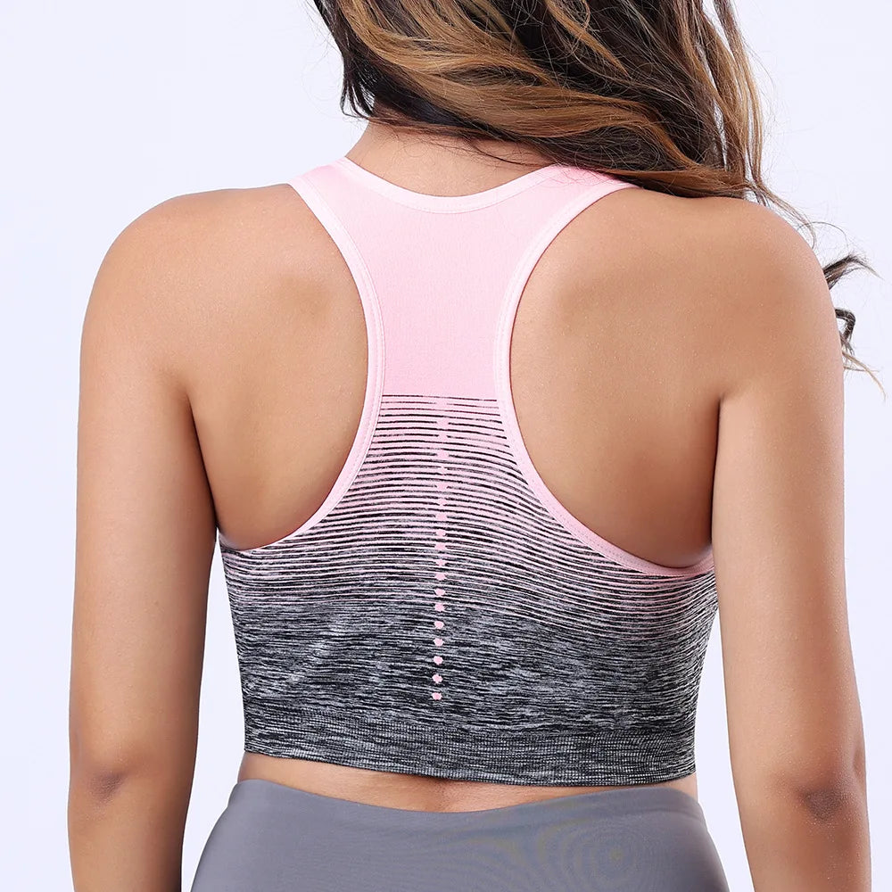 Sports Bra High Stretch Breathable Tops Fitness Women Padded for Running Yoga Gym Crop Bra Gradient Sports Bra for Workout Tops