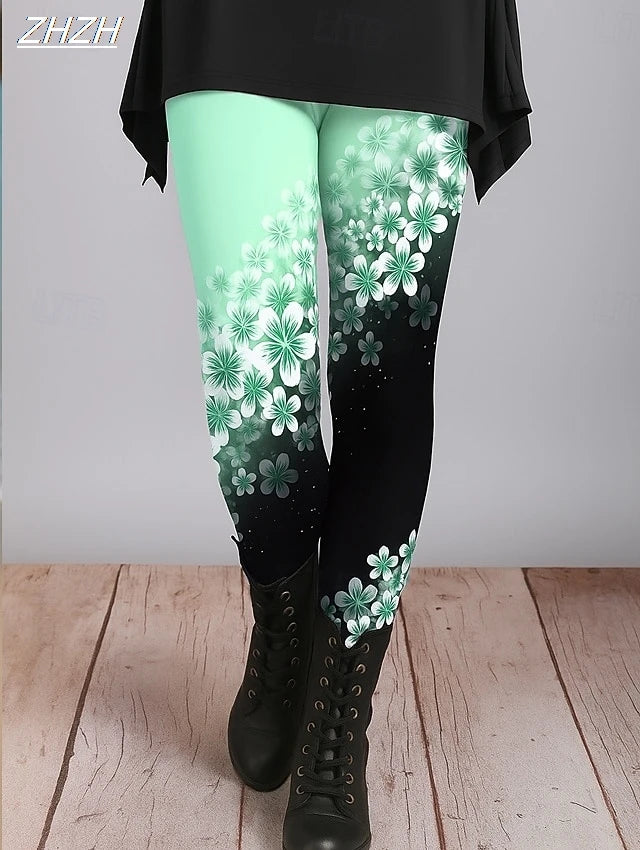 Women's Leggings Ethnic Style Graphic Floral Pants Trousers Polyester Spandex Stretch Elastic Waist,Control Fall Y2K Streetwears
